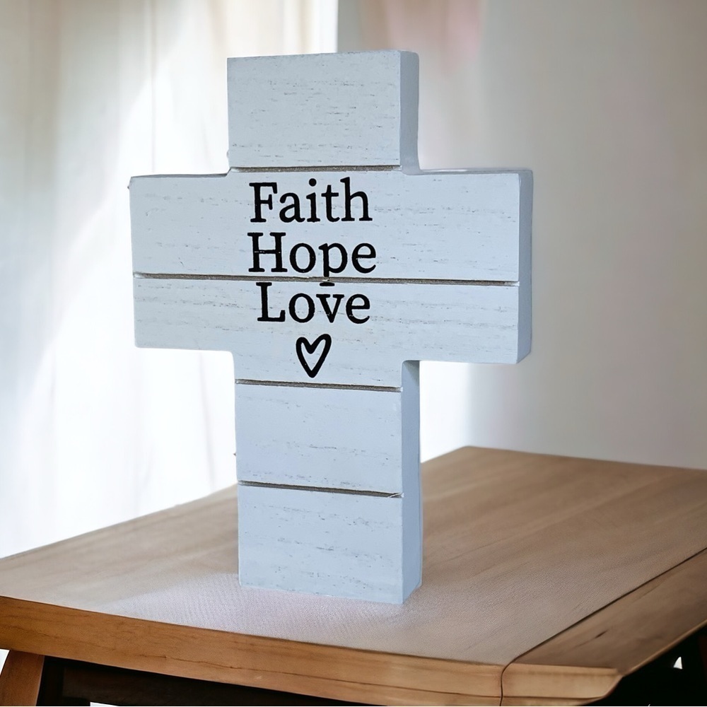 Cross Wall Decor Hanging or Freestanding Religious Home Decor Gift White Black